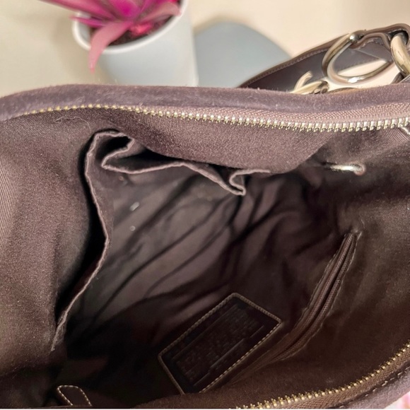 Vintage Signature Coach Crossbody Suede Canvas Brown Messenger Bag - Picture 7 of 8